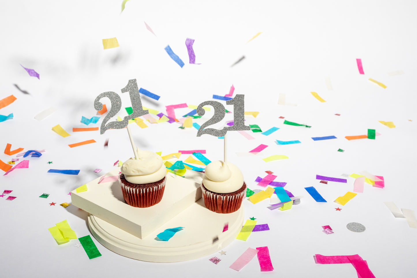 Glitter Numerical Cupcake Toppers - Set of 6