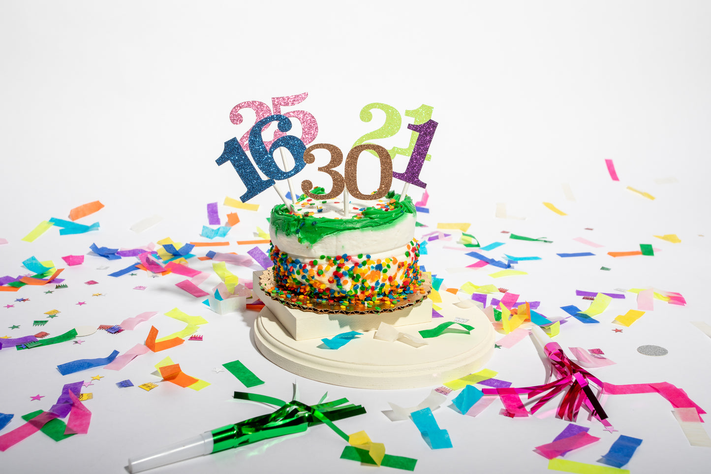 Glitter Numerical Cupcake Toppers - Set of 6