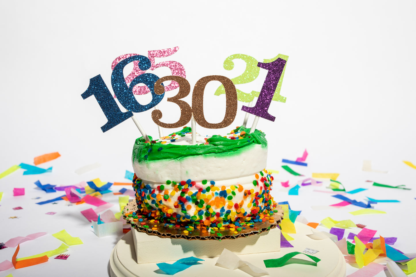 Glitter Numerical Cupcake Toppers - Set of 6